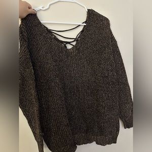 Lace back knit sweater
